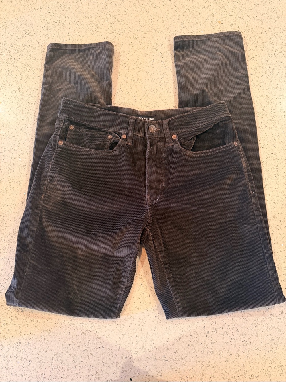 Lucky Brand Men's Dark Brown Corduroy 121 Slim Straight Jeans